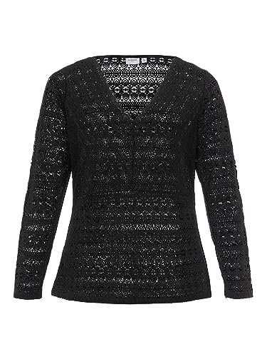 VILA EVOKED BY VILA Damska koszulka z długim rękawem VICHIKKA dekolt w serek L/S TOP/CUR-NOOS, czarna, 52