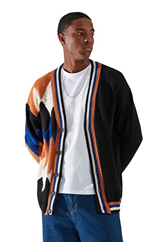 Trendyol Kardigan - wielokolorowy - oversize, Czarny, M