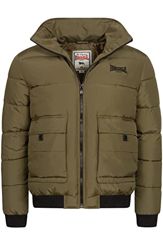 Lonsdale Męska kurtka zimowa z kapturem, regularny krój, TAYPORT, olive/black, XL