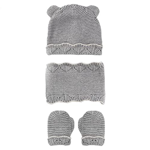 MacBeen Unisex dziecięce rękawiczki, czapka i szalik dla dzieci w wieku od 9 do 18 miesięcy, kolor szary zestaw akcesoriów zimowych, S