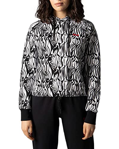 FILA Breza AOP Cropped damska bluza z kapturem, Bright White Abstract Zebra Aop, XS