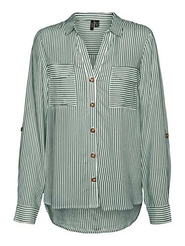 VERO MODA Vmbumpy L/S koszulka damska New WVN Noos koszulka z długim rękawem, Laurel Wreath/Stripes:snow White, XS