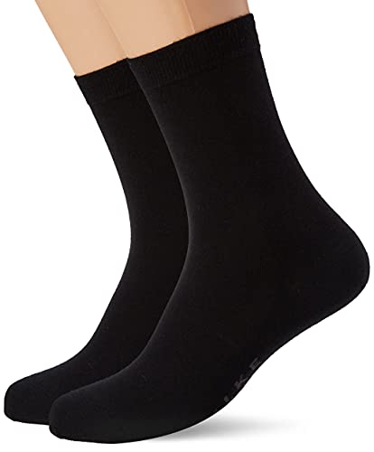 FALKE Kobiety Skarpety Softmerino 2-Pack W SO Wełna Merynosa Bawełna jednokolorowe 2 Pak, Czarny (Black 3009), 35-36