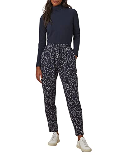 People Tree Damskie spodnie Sasha Leaf Casual spodnie, granatowe, 10, granatowy, 36