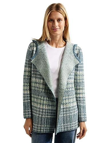 Cecil Damska bluza z kapturem TOS Check Hoody Cardigan bluza z kapturem w kratkę, Deep Lake Green, M