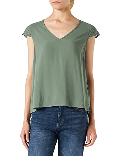 VERO MODA Damski top Vmvica V-Neck Sl Lace WVN Ga Noos z koronką, Laurel Wreath, S