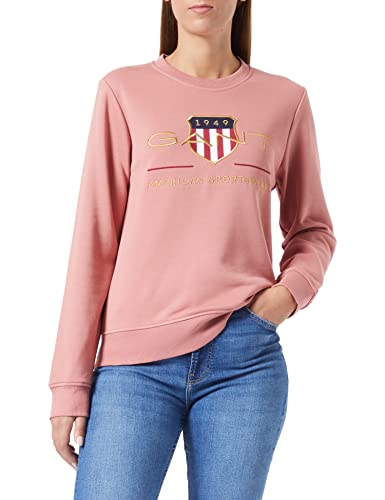 GANT Damski sweter Archive Shield z dekoltem w kształcie litery C, terakota różowa, XL