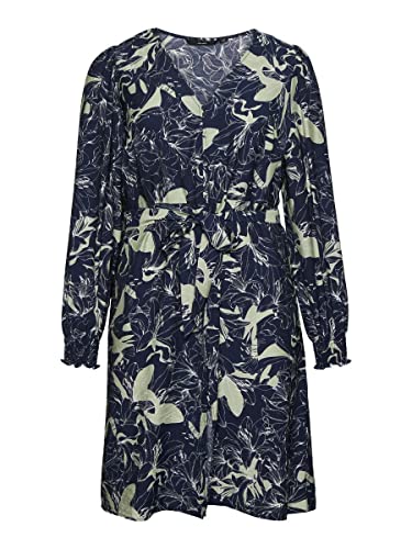 VERO MODA Sukienka damska VMABBI NAN LS BLK Shirt Dress WVN CUR, Navy Blazer/Aop: abbi, 52