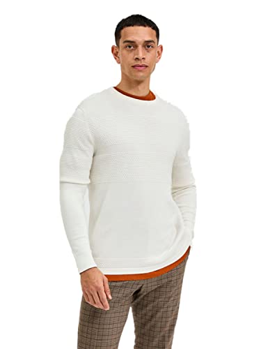SELECTED HOMME SLHMAINE LS Knit Crew Noos sweter męski, szary, M, Egret, M