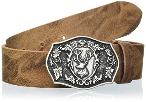 MGM Unisex pasek do stroju ludowego z paskiem jelenia, nugat stare srebro, 105, Nugat stare srebro, 105