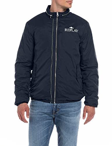 Replay Męska kurtka z zamkiem błyskawicznym, Dark Blue 910, L