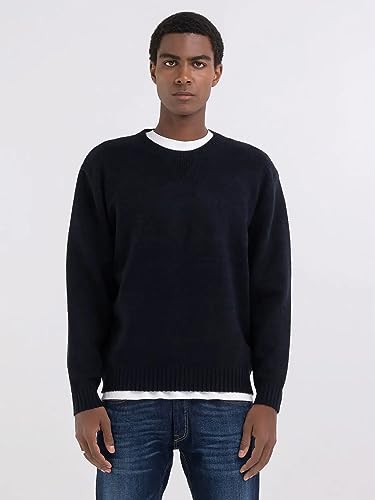 Replay Sweter męski Relaxed Fit, 088 Deep Blue, S