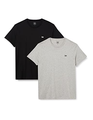 Lee T-shirt męski Twin Pack Crew, czarny biały, M
