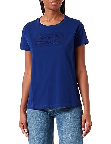 Armani Exchange Damska koszulka z logotypem Boyfriend Fit, Blau, XS