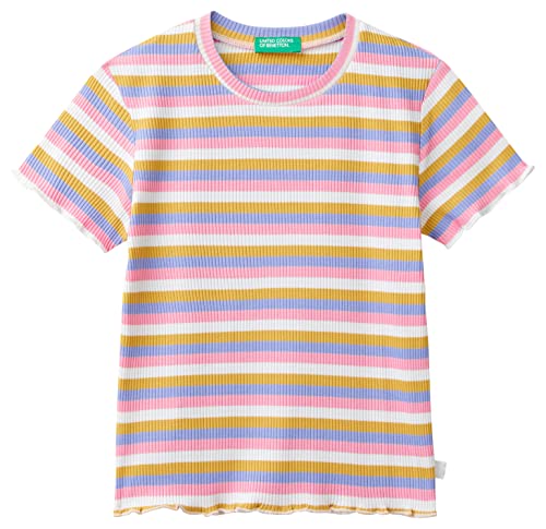 United Colors of Benetton Koszulka dziewczęca z krótkim rękawem, Fantasia a Righe Multicolore 940, L (Krótki)
