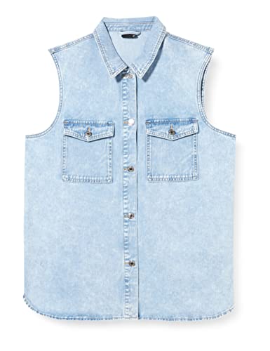 VERO MODA Damska kamizelka Vmphilina Oversize Denim Vest, jasnoniebieski (light blue denim), S