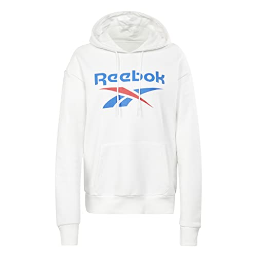 Reebok Damska bluza z kapturem z dużym logo, biała, XL, biały, XL