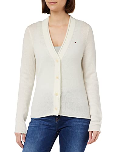 Tommy Hilfiger Damski kardigan z miękkiej wełny V-NK, ecru, S