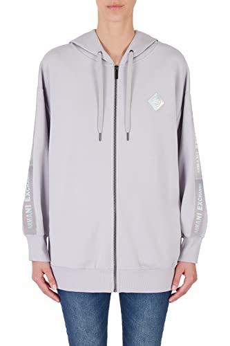 Armani Exchange Damska bluza z kapturem, zapięcie na zamek błyskawiczny, bluza z kapturem z długim rękawem, sprzęt, rozmiar S, Sprzęt, S