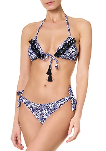 goldenpoint Bikini damski kostium kąpielowy, trójkątny biustonosz przesuwny Riviera, niebieski, 85B