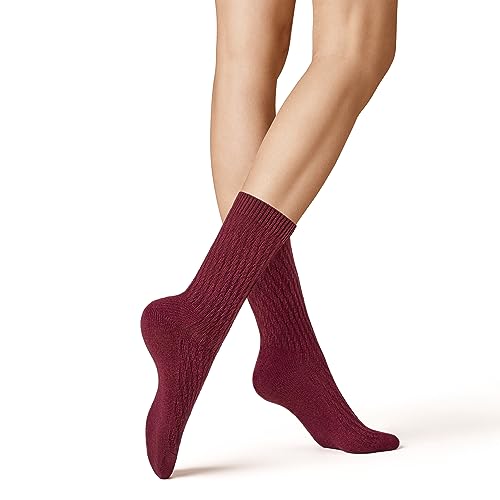KUNERT Skarpety damskie Diagonal Structure Fashion, bordowy, 35-38 EU