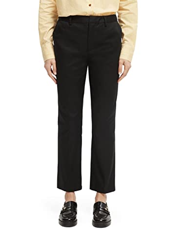 Scotch & Soda Abott-Mid Rise Tapered Chino damskie spodnie z bawełny organicznej, Black 0008, 30W / 34L