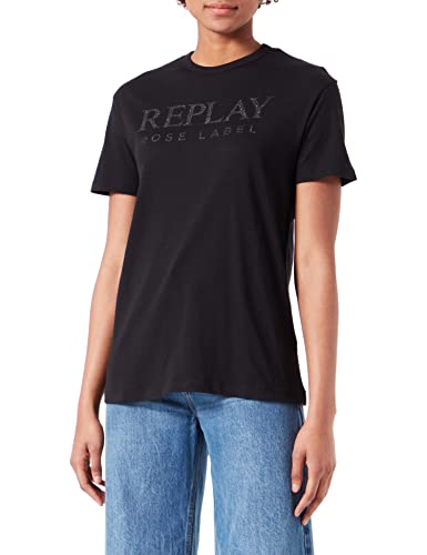 Replay T-shirt damski, 098 BLACK, L