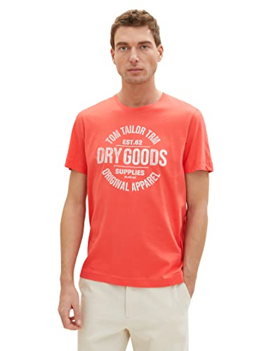T-shirt męski TOM TAILOR z nadrukiem, 11042-zwykły czerwony, XL