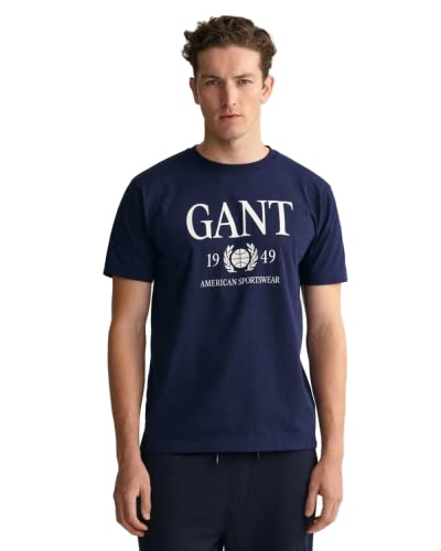 GANT Męski t-shirt retro Crest, Classic Blue, standardowy, niebieski (Classic Blue), S