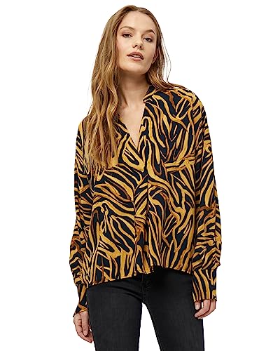 Desires Damska bluzka z długim rękawem z dekoltem w serek, Czarny Druk, 38