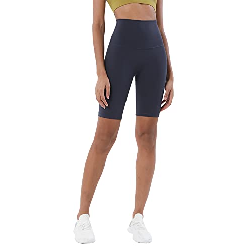 Damskie legginsy sportowe antycellulitowe spodenki do jogi z wysoką talią kolarskie Scrunch Butt spodenki do jogi kryjące Scrunch Butt Jogging Dance Course Gym, A-niebieski granatowy, XL