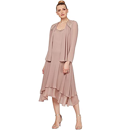 S.L. Fashions Damska bluzka z logo z szyfonu, sukienka na specjalne okazje, Cashmere, 48