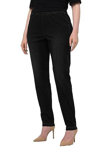Ulla Popken Damskie spodnie jeansowe z dżerseju, czarny, 36W / 32L