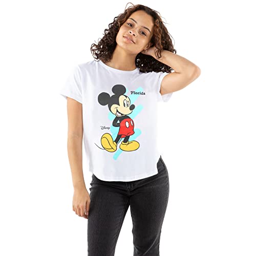 Disney Damska koszulka Mickey Florida, vintage biała, L