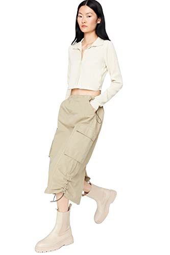 Trendyol Damska spódnica dżinsowa midi ołówkowa, jasny khaki, 40 UK, Jasny Khaki, 36