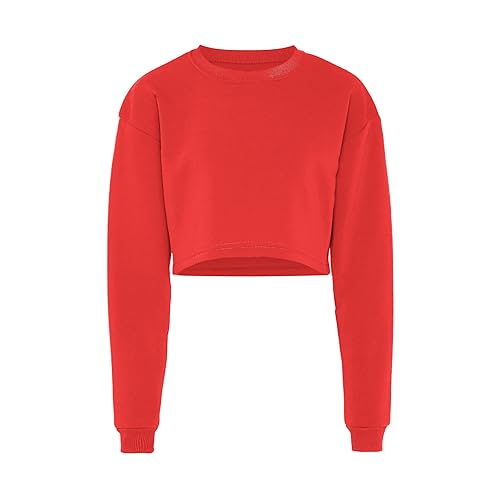 Libbi Damski sweter z długim rękawem, 100% poliester, okrągły dekolt, rozmiar XS, letnia czerwień, Letnia czerwień, XS