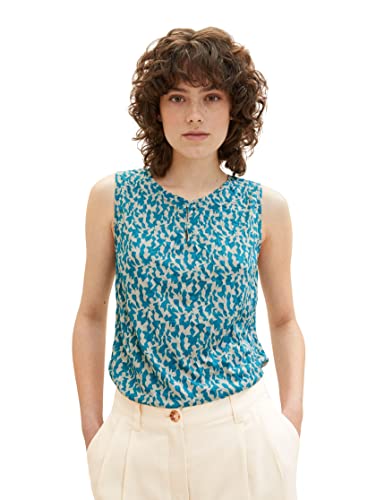 TOM TAILOR Damski top, 32149 - Petrol Small Abstract Design, XS