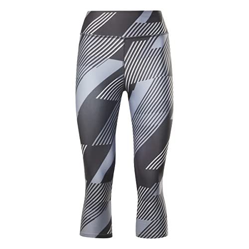 Reebok Damskie spodnie dresowe Capri z nadrukiem, Nocna czerń, XXL