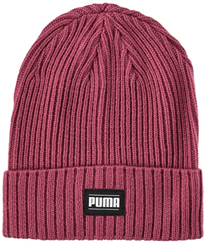 PUMA Prążkowana klasyczna czapka typu beanie z mankietem, zakurzona orchidea, jeden rozmiar, Pyłoszczelna orchidea, rozmiar uniwersalny
