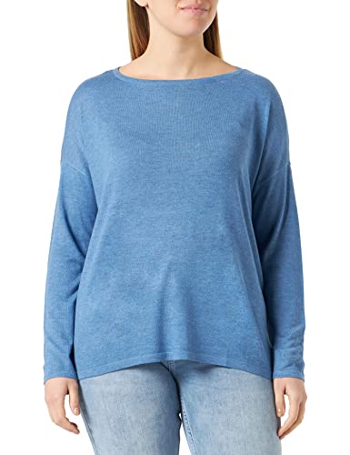 Vila VIABELLA O-Neck L/S Knit TOP/SU - NOOS, niebieski (Federal Blue/Detail:Melange), XL
