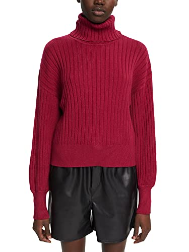 edc by ESPRIT Damski sweter 112CC1I320, 615/CHERRY RED, XS
