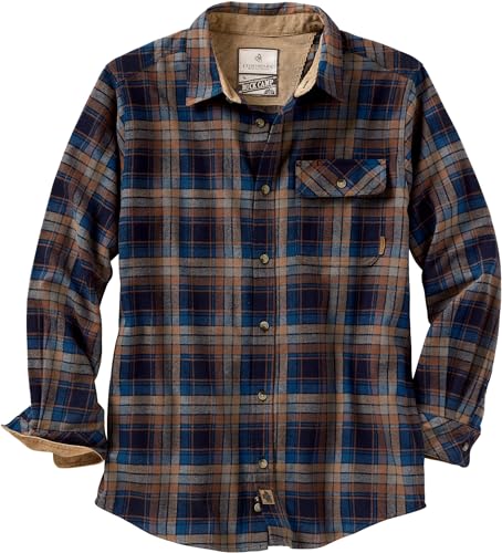 Legendary Whitetails Męska koszula flanelowa Buck Camp zapinana na guziki (1 opakowanie), Brownstone Plaid, 4XL