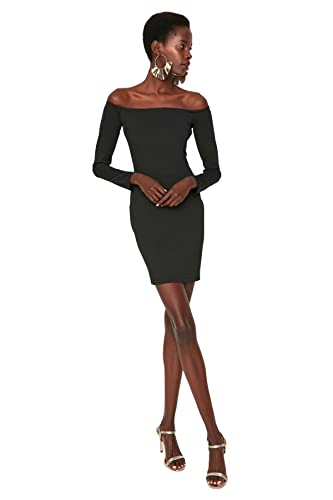 Trendyol Damska mini obcisła sukienka bodycon, czarna, 38, Czarny, 64