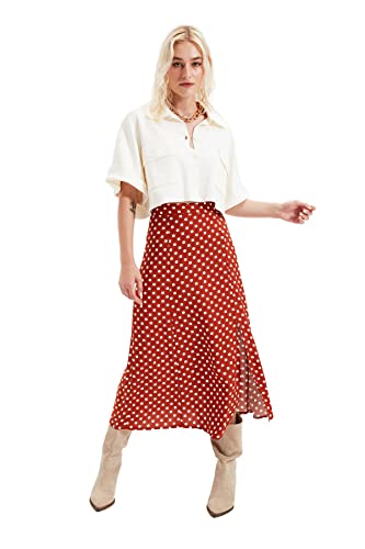 Trendyol Damska spódnica w kropki, Brick, 34