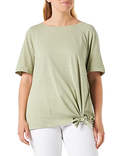 Gerry Weber Damska koszulka z węzłem, krótki rękaw, raglanowy t-shirt z rękawami 1/2, jednokolorowy, w paski, Sage, 36