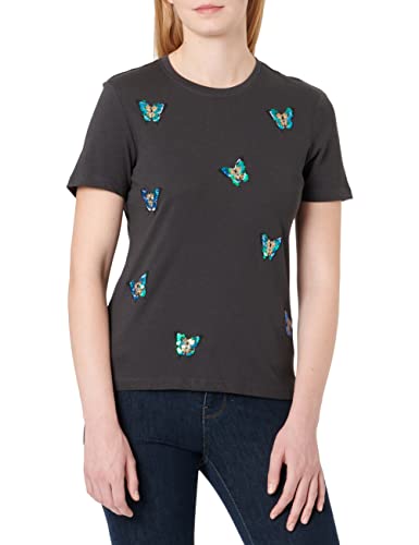 ONLY Women's ONLKITA REG S/S Butterfly Top Box JRS T-Shirt, Phantom/AOP: Butterfly, XS