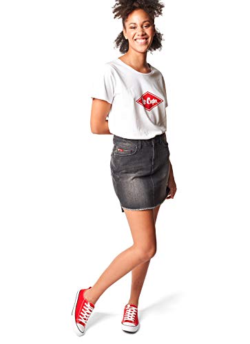 Lee Cooper Damska spódnica dżinsowa z wysokim stanem, Dunkelgrau, standardowa