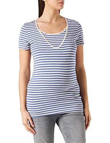 Noppies Damska koszulka pielęgniarska krótki rękaw paski Holley T-shirt, Szary niebieski - P910, 42 PL