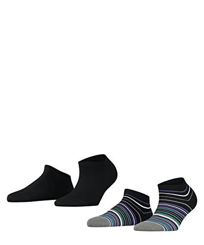 ESPRIT Kobiety Skarpety do trampek Multi Stripe 2-Pack W SN Trwała Organiczna Bawełna krótkie jednokolorowe 1 Para, Czarny (Black 3000), 35-38