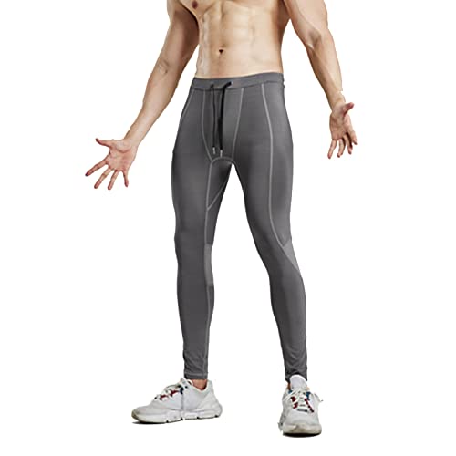 EULLA Legginsy sportowe kompresji męskie elastyczne spodnie męskie do biegania sportowe siłownia, Ciemnoszary, XXL